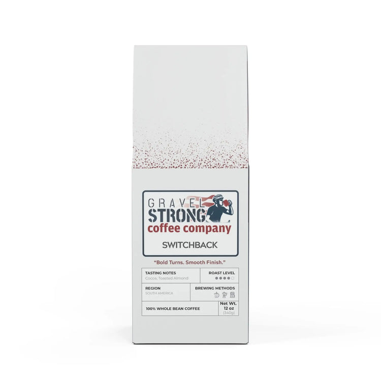 Rich and robust, Gravel Strong Switchback Medium-Dark Roast delivers bold cocoa and toasted nut flavors. Small-batch roasted in the USA for consistency and freshness.