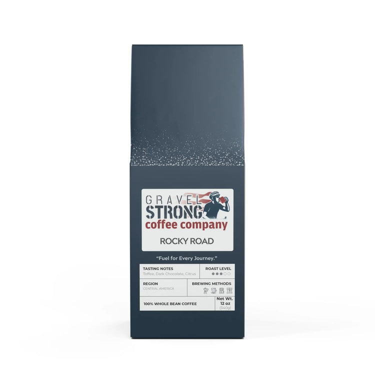 Smooth and balanced, Gravel Strong Rocky Road Medium Roast features notes of toffee, dark chocolate & citrus. Small-batch roasted in the USA for freshness & quality.