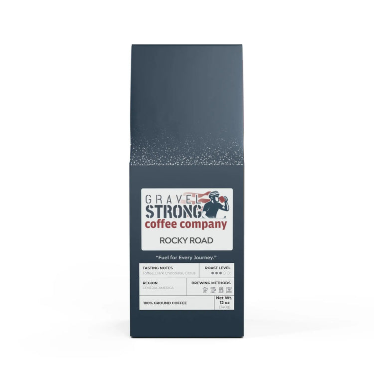 Smooth and balanced, Gravel Strong Rocky Road Medium Roast features notes of toffee, dark chocolate & citrus. Small-batch roasted in the USA for freshness & quality.