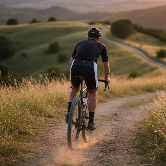 Black, white, and brown jumpsuit on a gray background