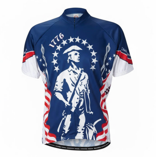 Cycling jersey with historical design on a white background
