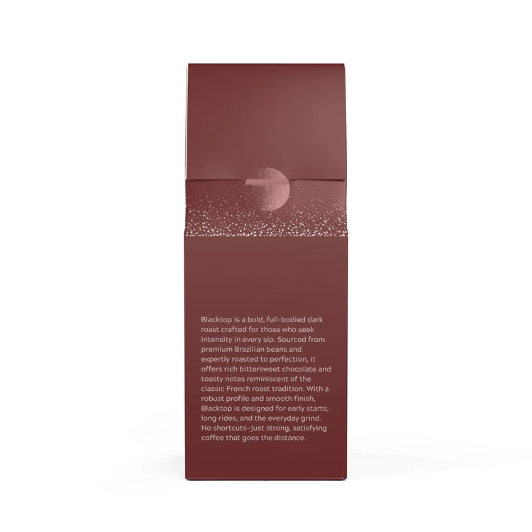 Bold and full-bodied, Gravel Strong Black Top Dark Roast delivers rich notes of bittersweet chocolate and toasted nuts. Small-batch roasted in the USA for quality.