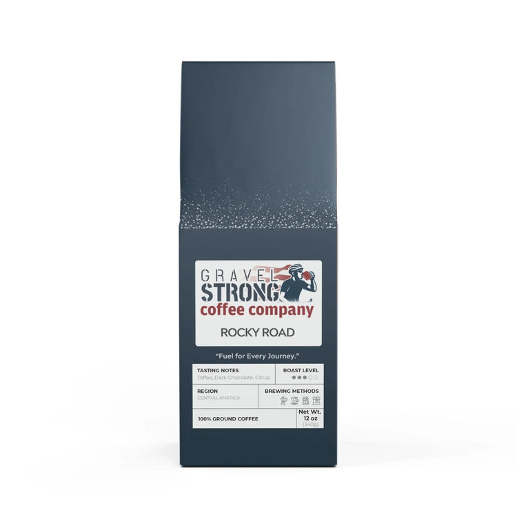 Smooth and balanced, Gravel Strong Rocky Road Medium Roast features notes of toffee, dark chocolate & citrus. Small-batch roasted in the USA for freshness & quality.
