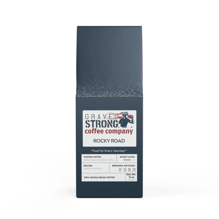 Smooth and balanced, Gravel Strong Rocky Road Medium Roast features notes of toffee, dark chocolate & citrus. Small-batch roasted in the USA for freshness & quality.