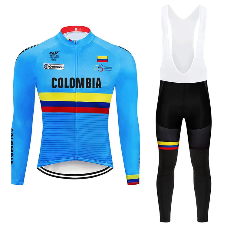 COLOMBIA Cycling Jersey 9D Bib Set MTB Uniform Bike Clothing Quick Dry Bicycle Clothes Mens Long Cycling Wear Vimost Shop