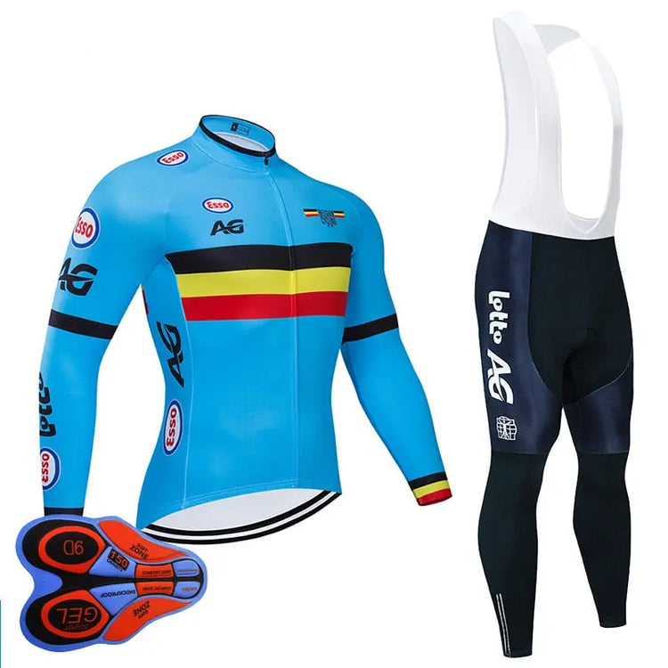 Spring/Autumn Belgium Cycling Jersey 9D Bib Set MTB Uniform Bike Clothing Quick Dry Bicycle Clothes Men‘s Long Cycling Wear Vimost Shop