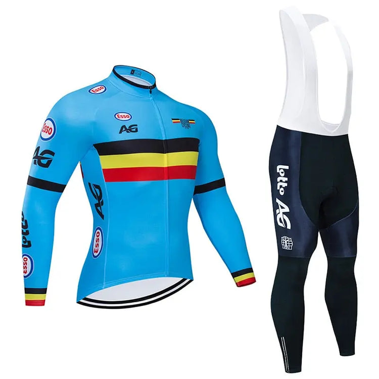 Spring/Autumn Belgium Cycling Jersey 9D Bib Set MTB Uniform Bike Clothing Quick Dry Bicycle Clothes Men‘s Long Cycling Wear Vimost Shop