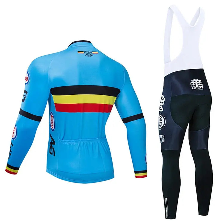Spring/Autumn Belgium Cycling Jersey 9D Bib Set MTB Uniform Bike Clothing Quick Dry Bicycle Clothes Men‘s Long Cycling Wear Vimost Shop