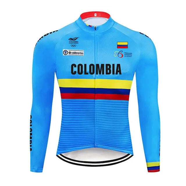 COLOMBIA Cycling Jersey 9D Bib Set MTB Uniform Bike Clothing Quick Dry Bicycle Clothes Mens Long Cycling Wear Vimost Shop
