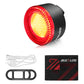 Bicycle tail light with USB cable and charger on a white background