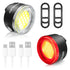 Two bicycle lights with USB cables on a white background