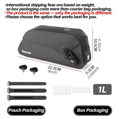 Rhinowalk Waterproof Top Tube Bike Bag – Front Frame Storage for Road, MTB & Gravel Bikes