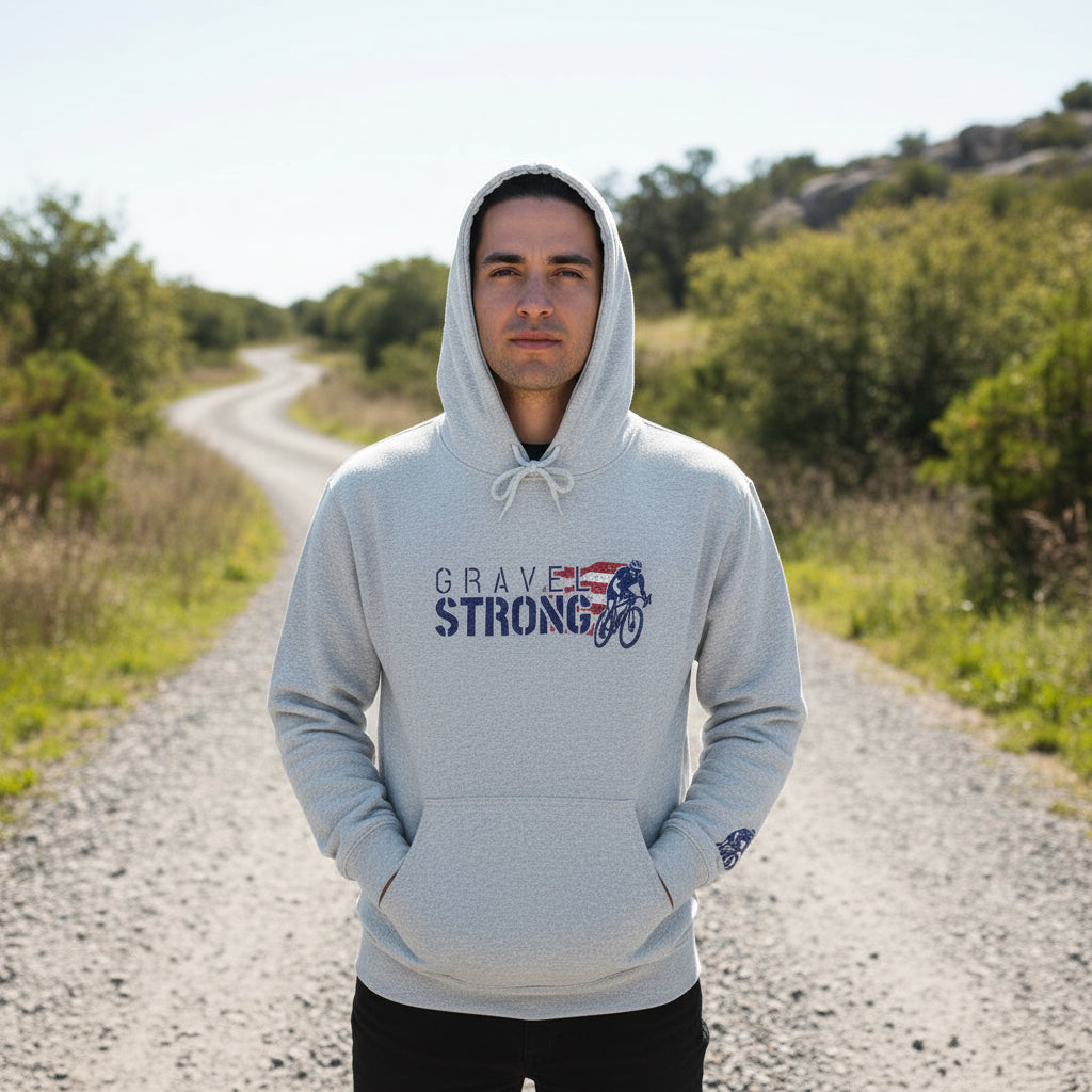 Gray hoodie with &
