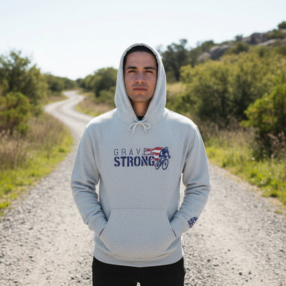 Gray hoodie with &
