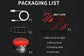 Packaging list for Bucklos bike light system with components displayed.
