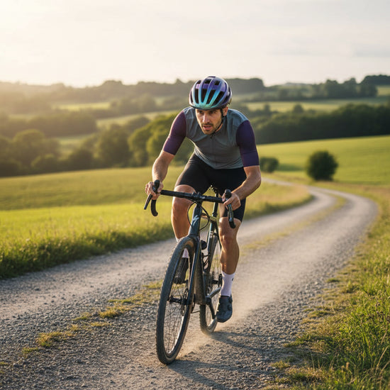 Purple and blue helmet with ABUS branding on a white background