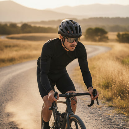 Black ABUS bicycle helmet on a white background