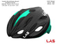 Black and green bicycle helmet with &