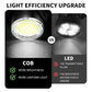 Comparison between COB and LED lights with text on light efficiency upgrade.