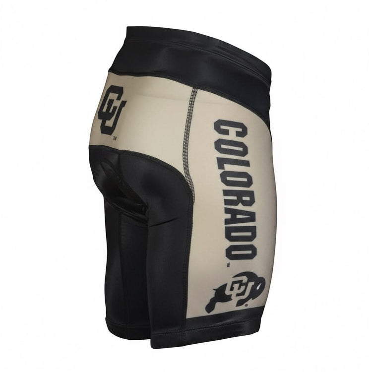 Beige and black athletic shorts with &