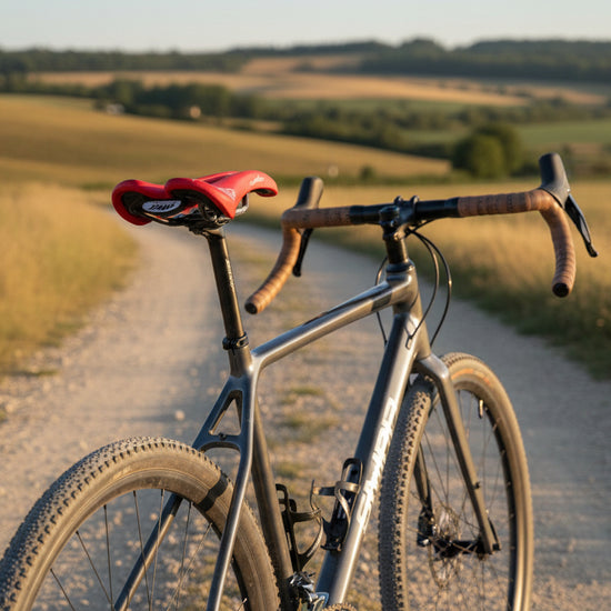 Red bicycle saddle with &