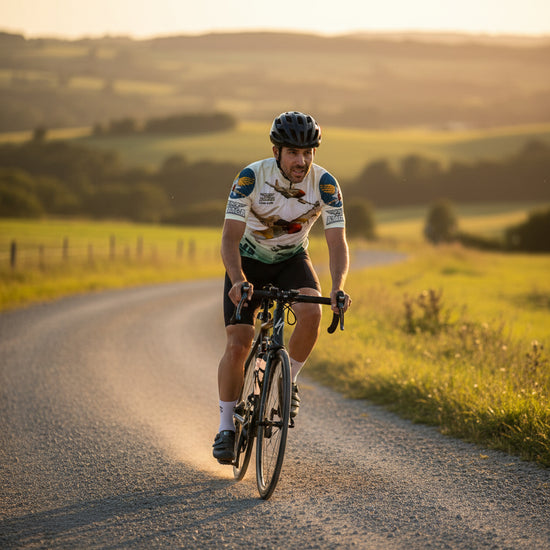 Cycling jersey with airplane design and &