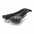 Black bicycle saddle with Selle SMP branding on a white background