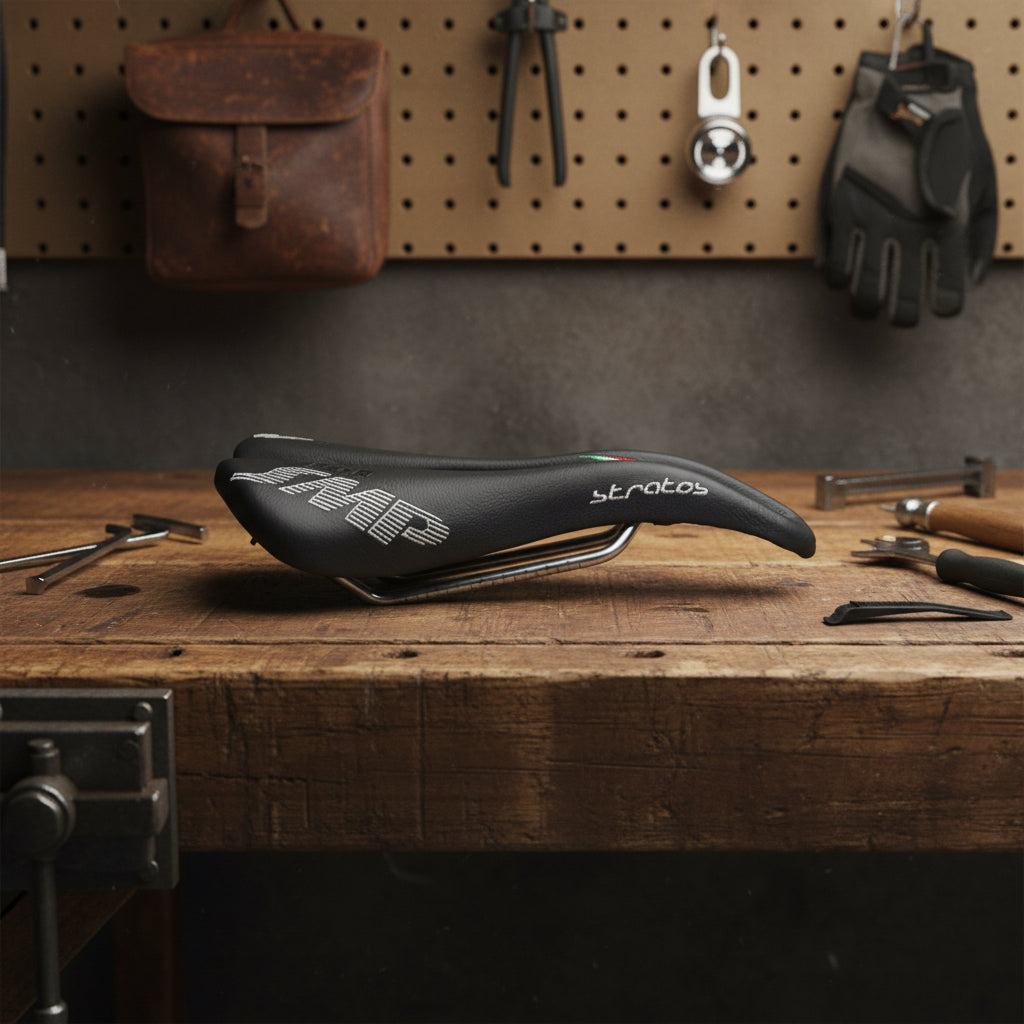 Black bicycle saddle with &