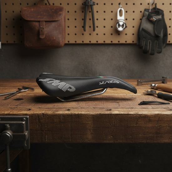 Black bicycle saddle with &