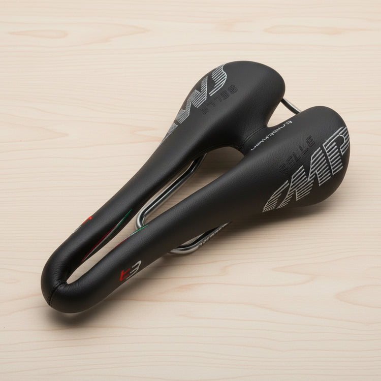 Black bicycle saddle with &